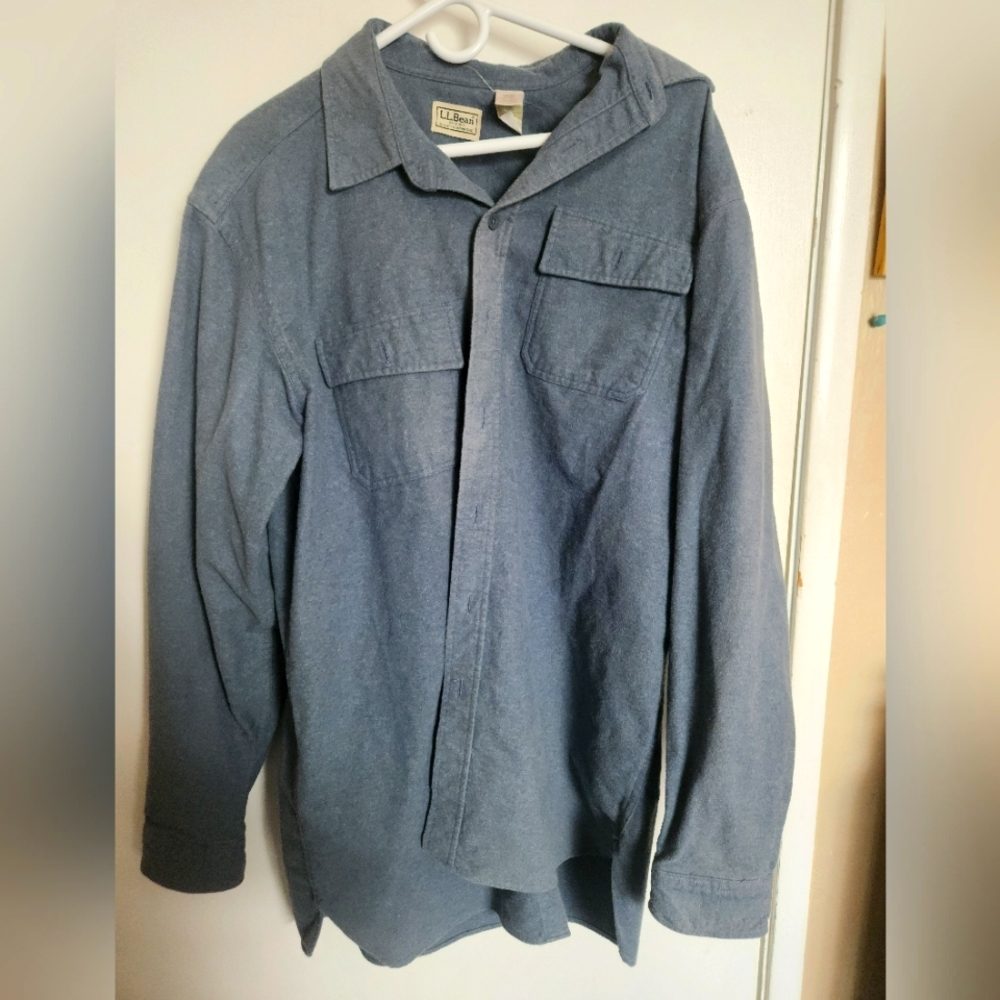 LL Bean long sleeve Chamois shirt grey USA men's Large-Tall